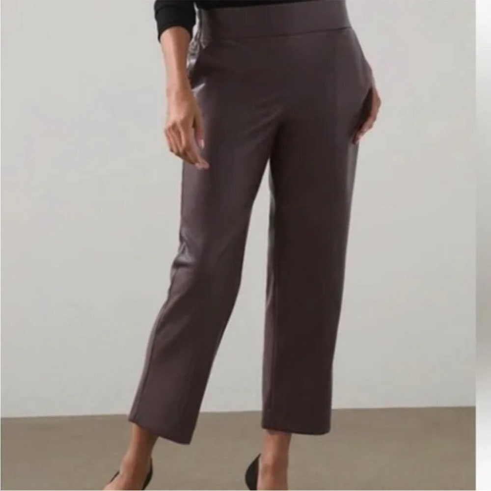 Chico's|Pull on straight leg faux leather pants in burgundy,NWT SIZE 12•••staple